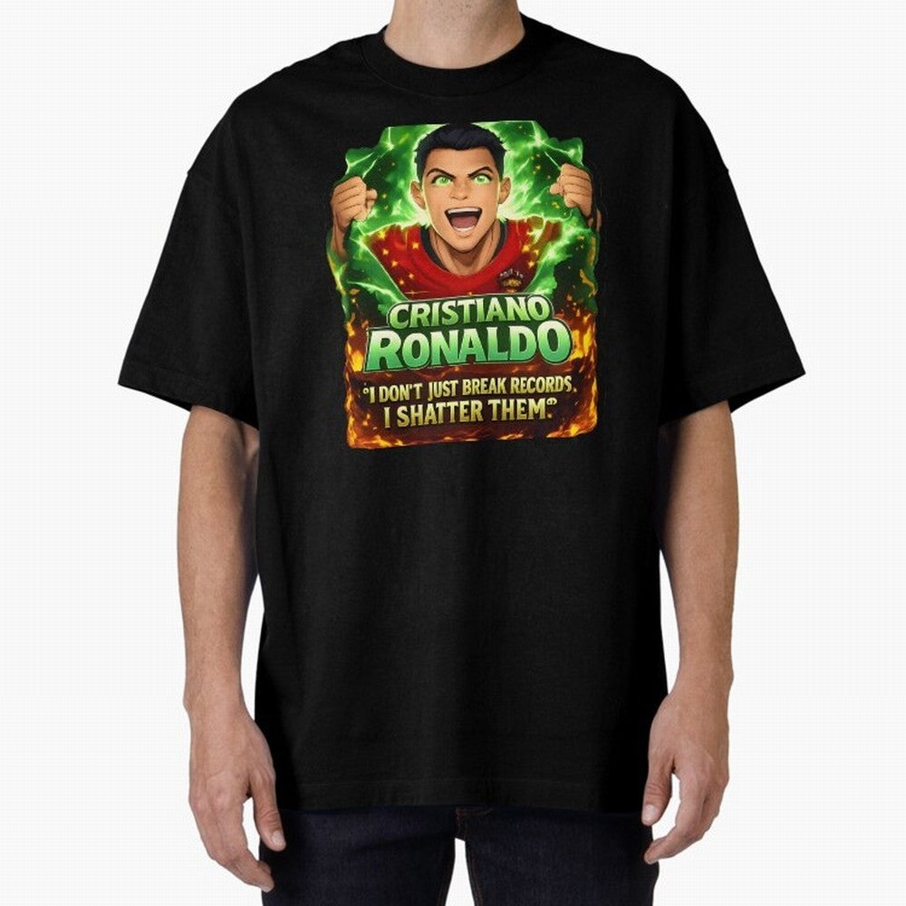Cristiano Ronaldo Power Art Poster ¨C Legendary Football Motivation Design Oversized T-Shirt Carry Match Day Hype around FIFA World Cup 2026, CR7 and Messi, Germany, Classic Soccer Heritage, Championship Pressure, Fan Loyalty and International