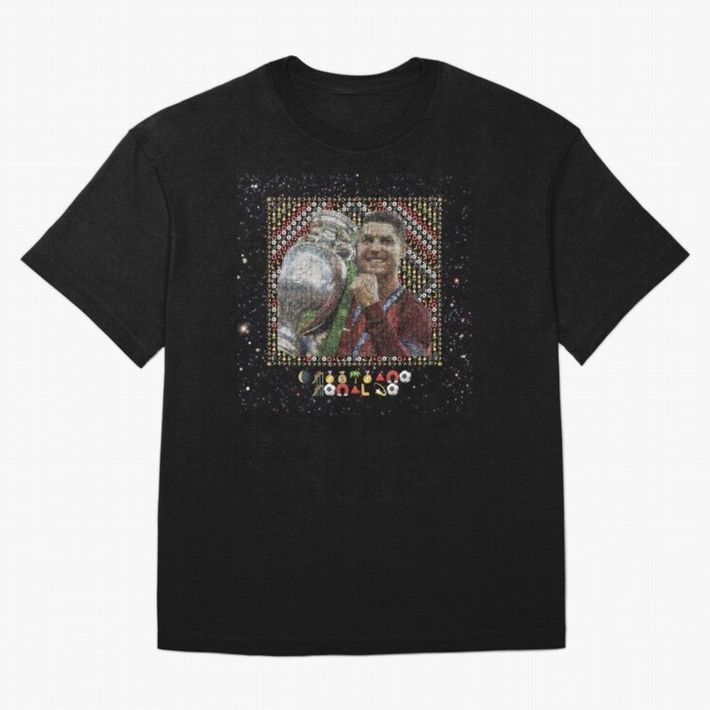 Cristiano Ronaldo Inspired Emoji Mosaic Art ¨C Football Champion Trophy Tribute Poster Oversized T-Shirt Join Supporters Worldwide for FIFA World Cup 2026 Spirit, Driven by Spain and Netherlands, Neymar, Haaland and Cristiano Ronaldo, Global
