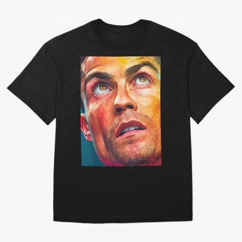 Cristiano Ronaldo Football Soccer Player Intense Color Portrait Oversized T-Shirt Honor the Beautiful Game during the FIFA World Cup 2026 Journey through CR7 and Messi Highlights, England and Germany Pride, Stadium Chants, National Pride, Trophy