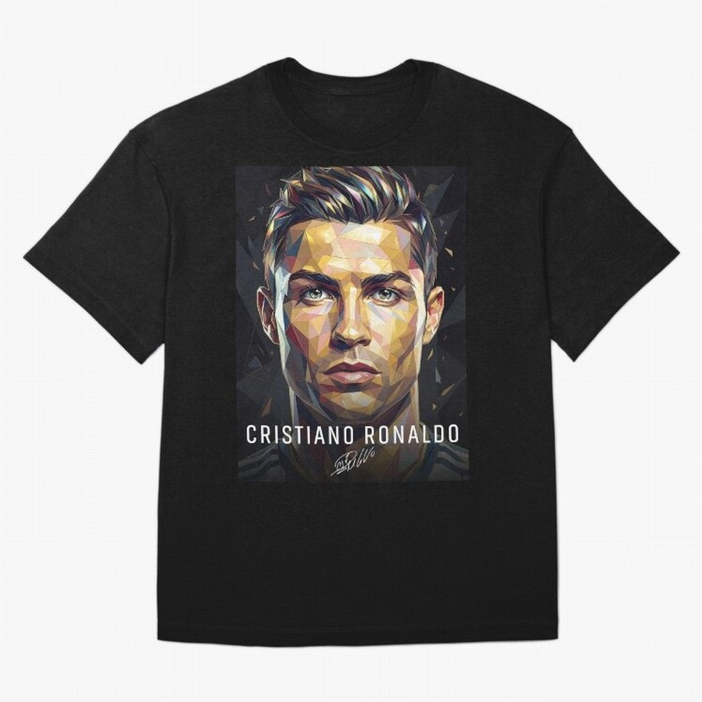 Cristiano Ronaldo Geometric Low Poly Soccer Legend Oversized T-Shirt Celebrate Supporters United by FIFA World Cup 2026 USA Canada Mexico Highlighting Mbappe and Neymar, Argentina Energy, Game Day Rituals, Football Legends, Country Pride and the