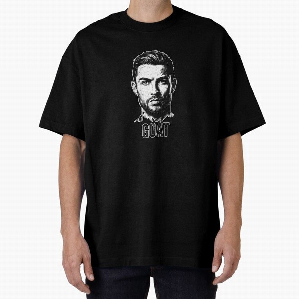 The G.O.A.T. ¨C Cristiano Ronaldo Legend Sketch Oversized T-Shirt Turn Every Weekend Toward Match Day Hype around FIFA World Cup 2026 Group Stage, Messi, Neymar and Mbappe, Portugal, Spain and Germany, Vintage Soccer Flavor, Modern Football Stars,