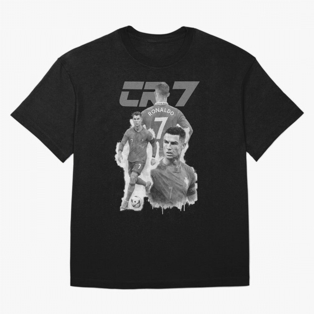 CR7 Cristiano Ronaldo illustration ink black white watercolour Oversized T-Shirt Bring Retro Soccer Energy to FIFA World Cup 2026 Group Stage Spirit, Driven by Portugal, Spain and Germany, Haaland and Mbappe, Football History, Final Match Energy,