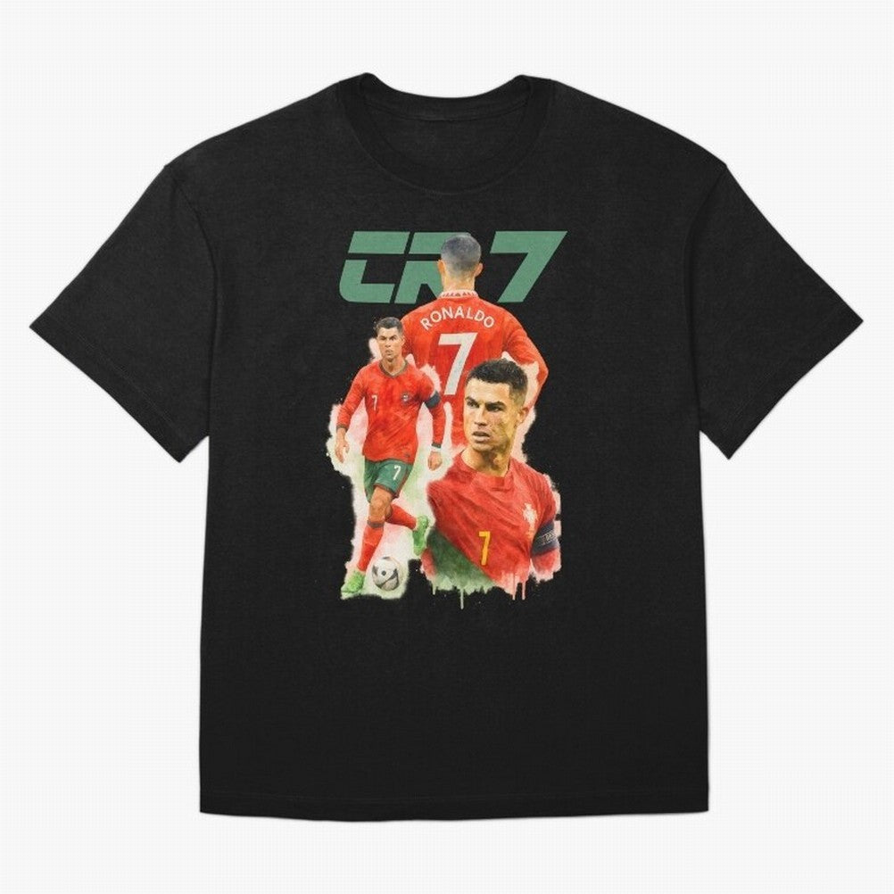 CR7 Cristiano Ronaldo illustration watercolour Oversized T-Shirt Stand Proud for Global Football Passion for FIFA World Cup 2026, Made for Haaland and Mbappe, Argentina, Global Supporter Spirit, Legendary Goals, National Colors and Tournament