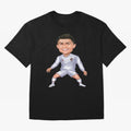 Cristiano Ronaldo Cartoon Oversized T-Shirt Bring Bold Fan Energy to Match Day Hype around FIFA World Cup 2026 Group Stage, CR7, France and Portugal, Sports Nostalgia, International Competition, Famous Players and Unforgettable Victories; Perfect