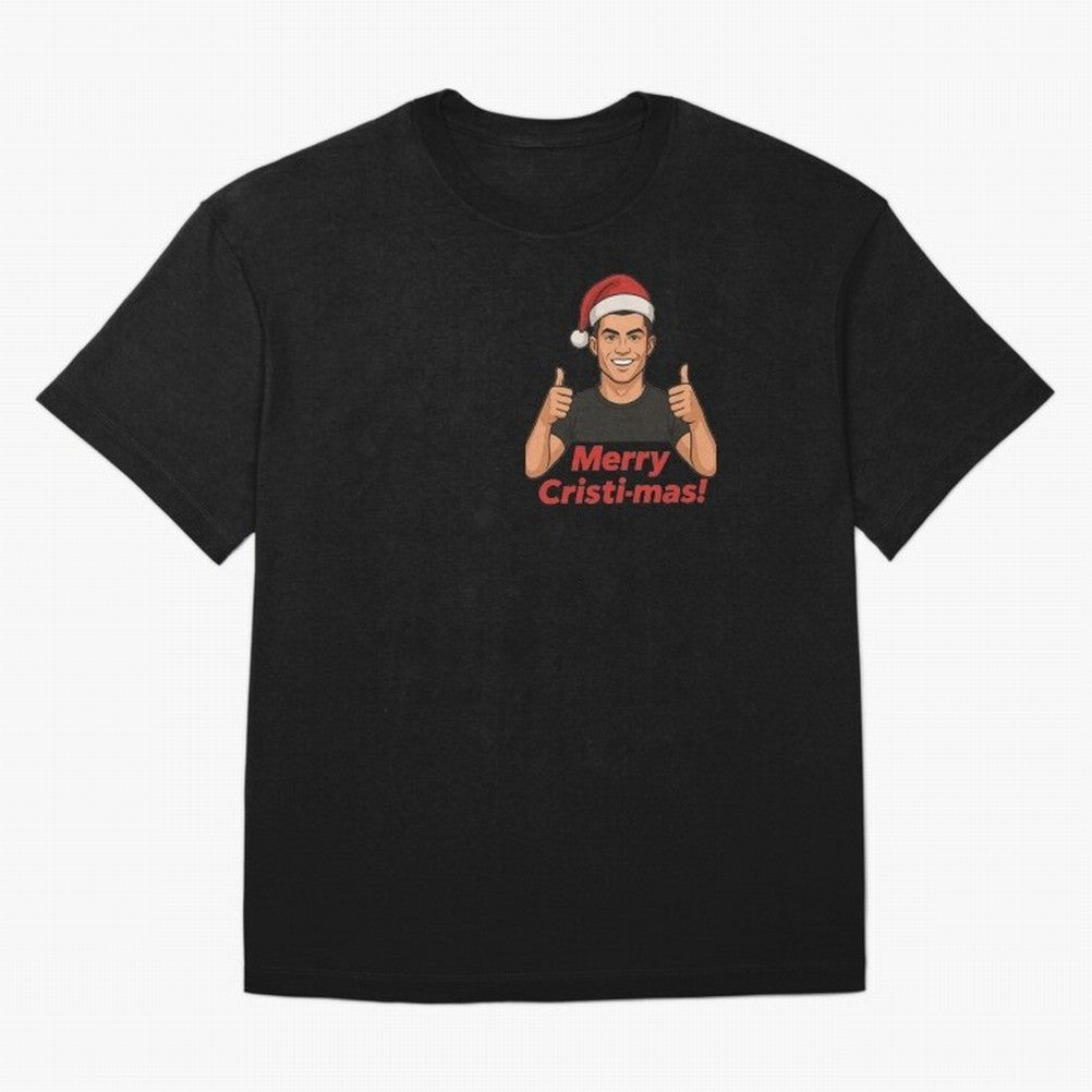 Merry Cristi-mas! CR7 Xmas holiday cheer Oversized T-Shirt Live for the Drama of Global Football Passion for FIFA World Cup 2026 Group Stage, Featuring Haaland and Mbappe, England, Football Passion, Legendary Performances, Festival Vibes and