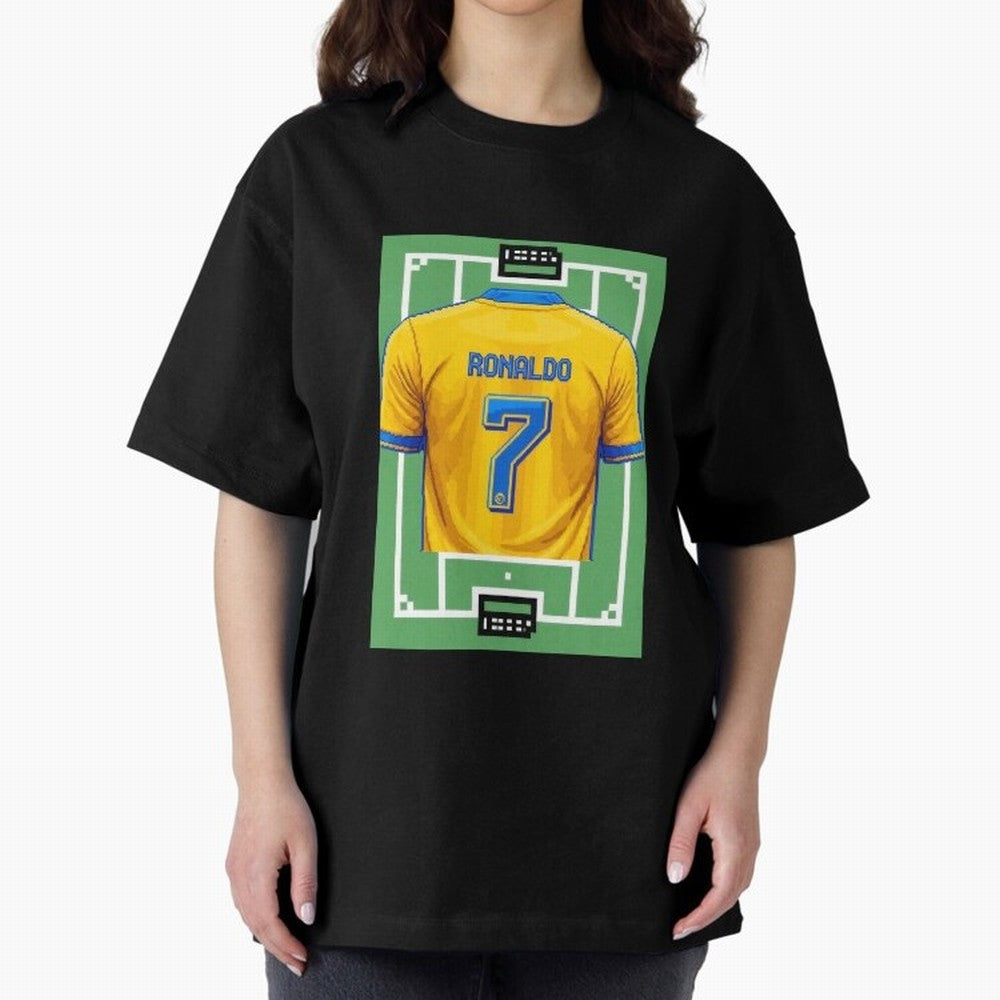 Cristiano Ronaldo Al-Nassr 8-Bit Soccer Football Oversized T-Shirt Fuel the Hype around Match Day Hype around FIFA World Cup 2026 USA Canada Mexico, Messi and Cristiano Ronaldo, England and Germany, Classic Soccer Heritage, Championship Pressure,