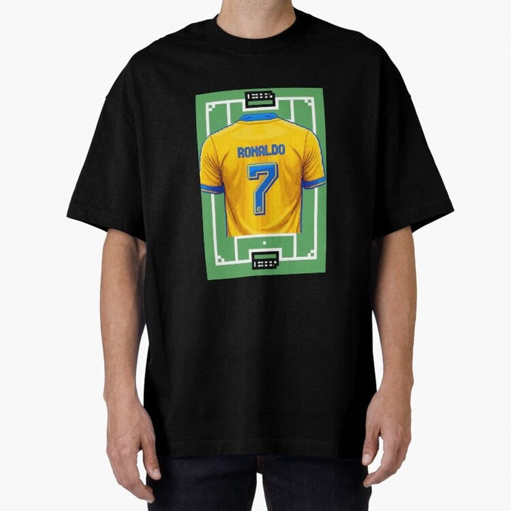 Cristiano Ronaldo Al-Nassr 8-Bit Soccer Football Oversized T-Shirt Fuel the Hype around Match Day Hype around FIFA World Cup 2026 USA Canada Mexico, Messi and Cristiano Ronaldo, England and Germany, Classic Soccer Heritage, Championship Pressure,