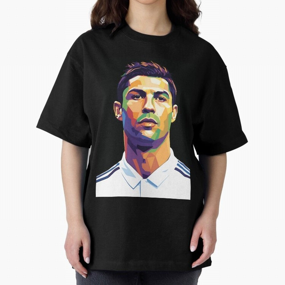 Cristiano Ronaldo Wpap Art Oversized T-Shirt Feel International Energy from Match Day Hype around FIFA World Cup 2026, CR7, Argentina and Brazil, Supporter Pride, Iconic Celebrations, Legendary Names and Global Match Day Energy; Perfect for Fans,