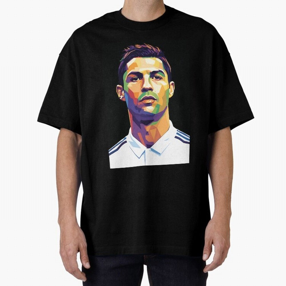 Cristiano Ronaldo Wpap Art Oversized T-Shirt Feel International Energy from Match Day Hype around FIFA World Cup 2026, CR7, Argentina and Brazil, Supporter Pride, Iconic Celebrations, Legendary Names and Global Match Day Energy; Perfect for Fans,