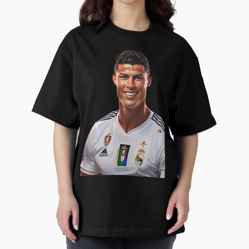 smiling Cristiano Ronaldo Oversized T-Shirt Show Passion for the Stars of FIFA World Cup 2026 USA Canada Mexico Made for Messi, England Energy, Champion Mindset, Group Stage Buzz, Knockout Tension and Passionate Fan Culture; Perfect for People Who