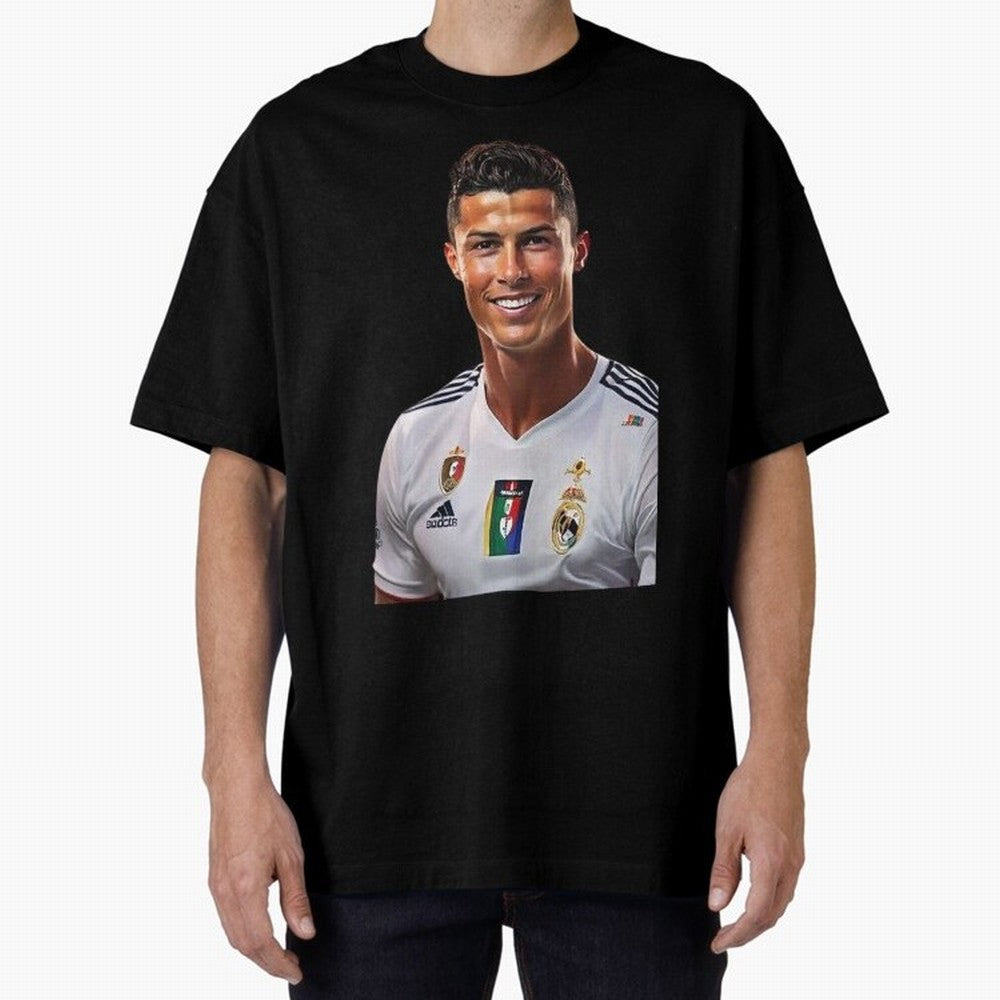 smiling Cristiano Ronaldo Oversized T-Shirt Show Passion for the Stars of FIFA World Cup 2026 USA Canada Mexico Made for Messi, England Energy, Champion Mindset, Group Stage Buzz, Knockout Tension and Passionate Fan Culture; Perfect for People Who