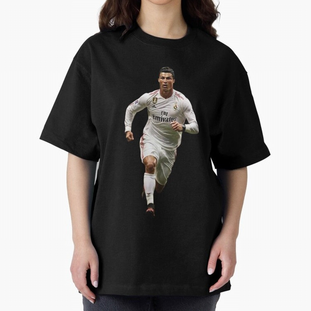 Cristiano Ronaldo runner Oversized T-Shirt Show Match Day Excitement for FIFA World Cup 2026 Inspired by Haaland and Mbappe, Spain Energy, Stadium Chants, National Pride, Trophy Dreams and Unforgettable Football Memories; Built for Supporters