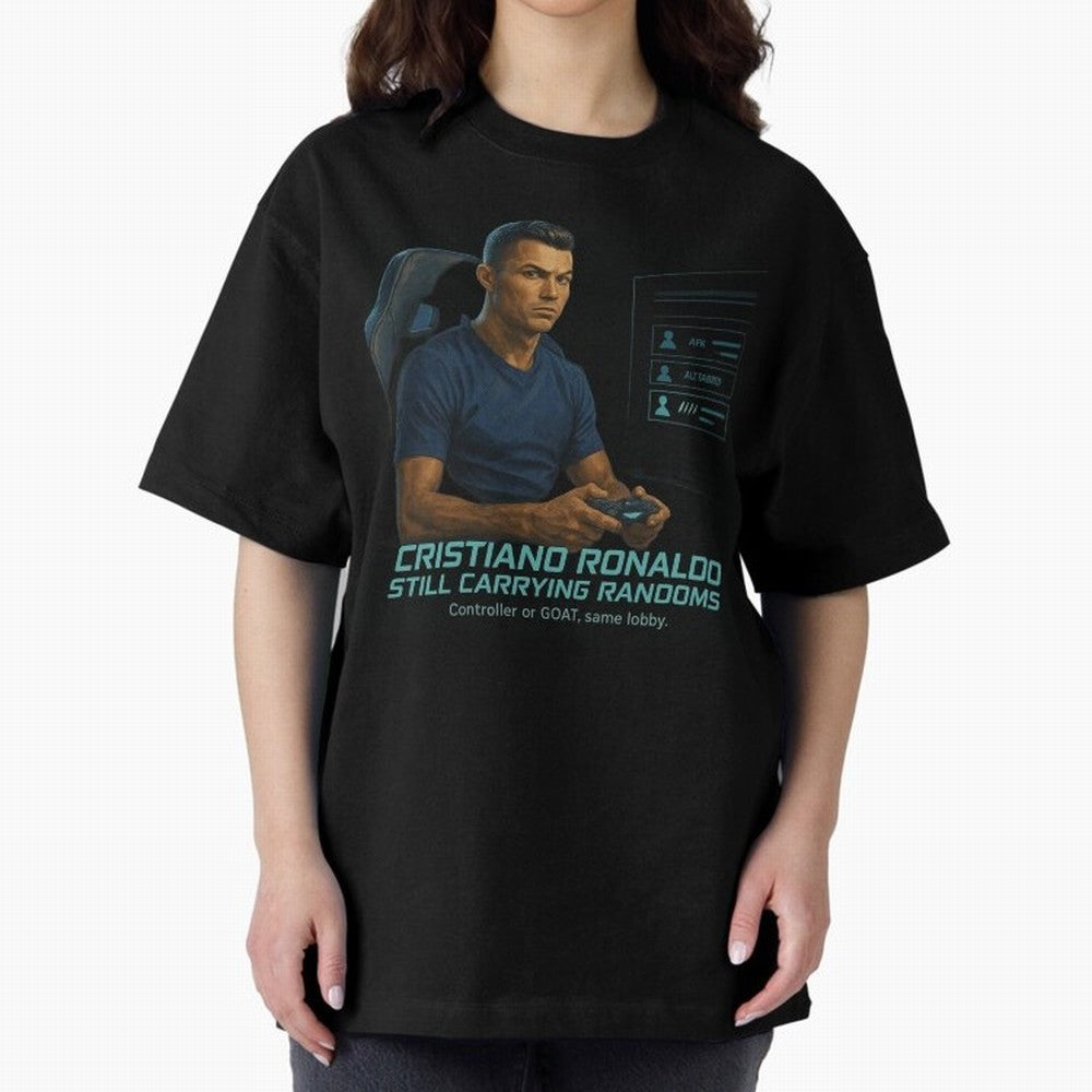 Cristiano Gamer Mode ¡ª Still Carrying Randoms Oversized T-Shirt Celebrate National Team Dreams in the FIFA World Cup 2026 USA Canada Mexico Journey through Mbappe and Neymar Highlights, Germany Pride, Sports Nostalgia, International Competition,