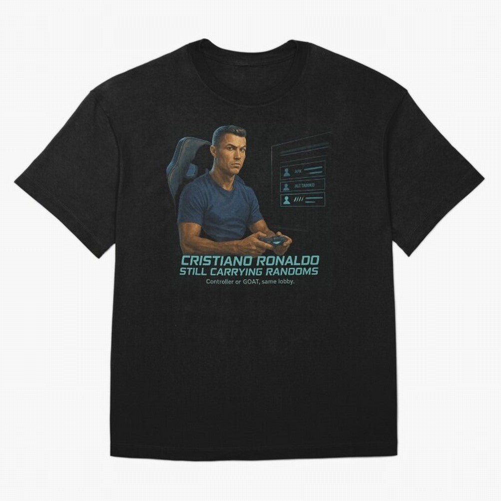 Cristiano Gamer Mode ¡ª Still Carrying Randoms Oversized T-Shirt Celebrate National Team Dreams in the FIFA World Cup 2026 USA Canada Mexico Journey through Mbappe and Neymar Highlights, Germany Pride, Sports Nostalgia, International Competition,