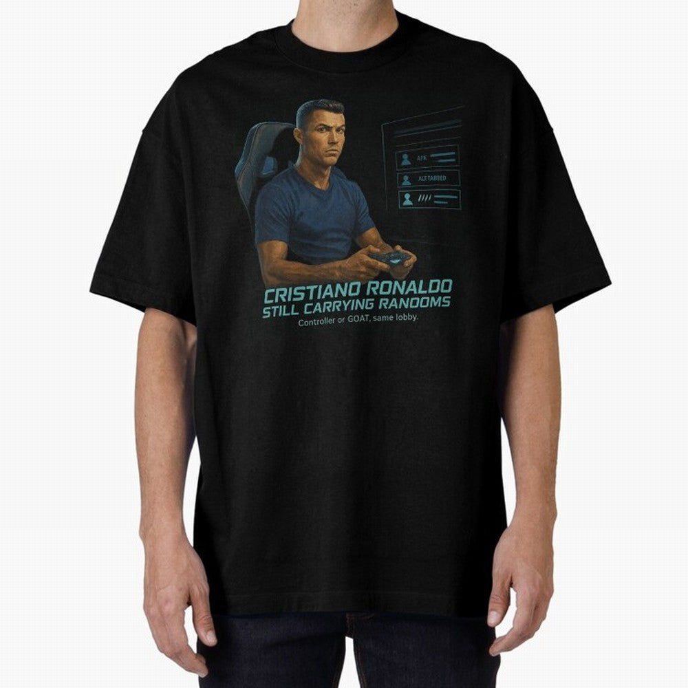 Cristiano Gamer Mode ¡ª Still Carrying Randoms Oversized T-Shirt Celebrate National Team Dreams in the FIFA World Cup 2026 USA Canada Mexico Journey through Mbappe and Neymar Highlights, Germany Pride, Sports Nostalgia, International Competition,
