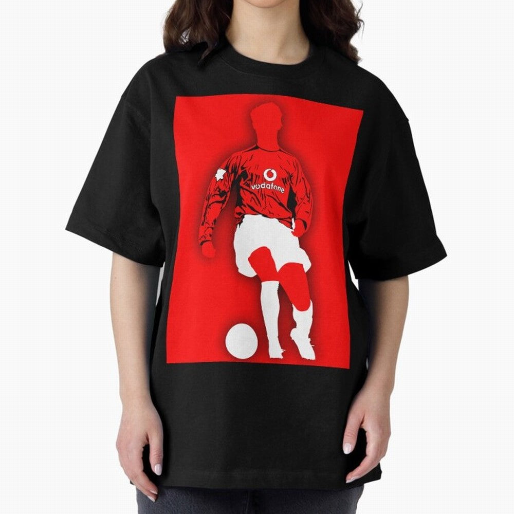 Cristiano Ronaldo Manchester United Silhouette ¨C Legendary Red Devil Artwork by GrizzlyGFX Oversized T-Shirt Live for the Drama of FIFA World Cup 2026 Group Stage Spirit, Made for England and Germany, Cristiano Ronaldo, Haaland and CR7, Global