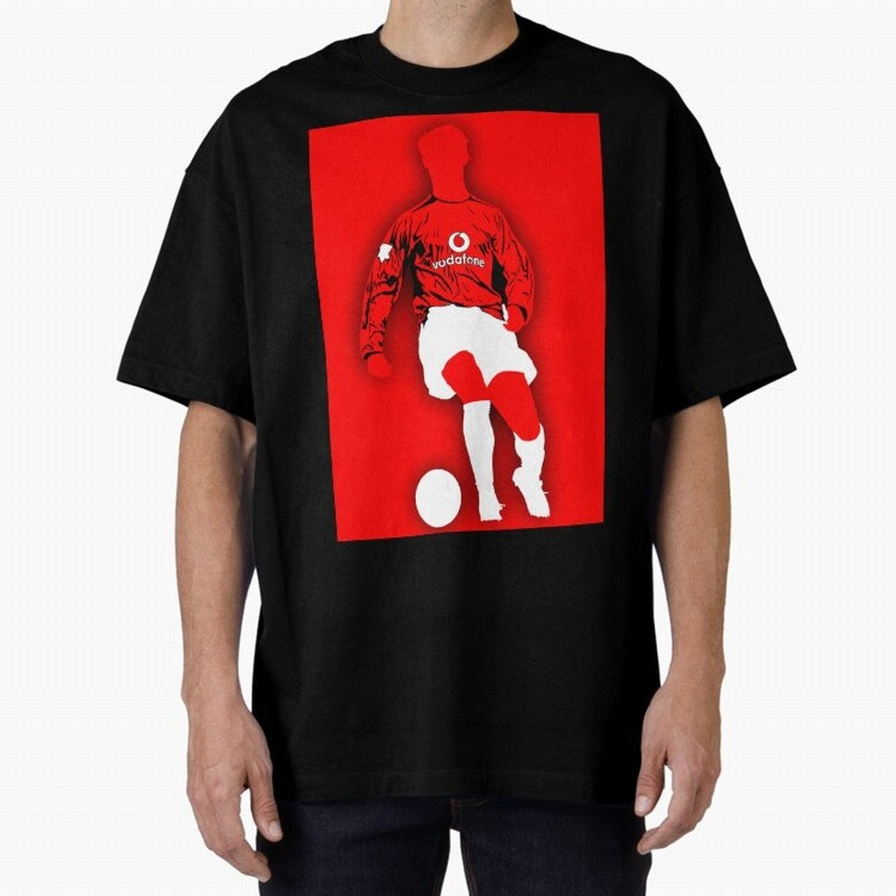 Cristiano Ronaldo Manchester United Silhouette ¨C Legendary Red Devil Artwork by GrizzlyGFX Oversized T-Shirt Live for the Drama of FIFA World Cup 2026 Group Stage Spirit, Made for England and Germany, Cristiano Ronaldo, Haaland and CR7, Global
