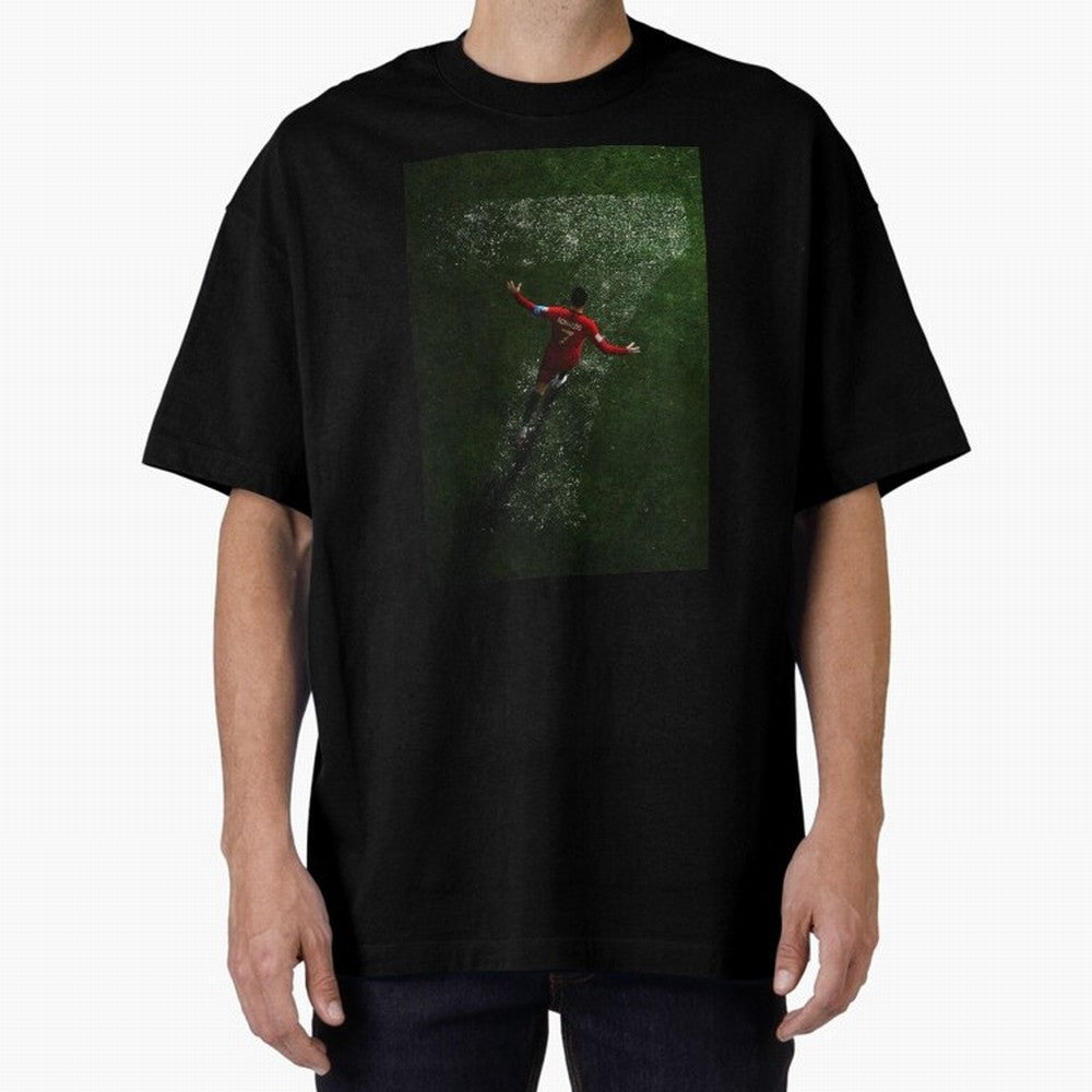 CR7 The G.O.A.T. Football Art - Cristiano Ronaldo Oversized T-Shirt Support FIFA World Cup 2026 USA Canada Mexico Capturing Mbappe, Brazil Energy, Football Festival Excitement, Trophy Ambitions, Country Rivalries and Star Player Buzz; Created for