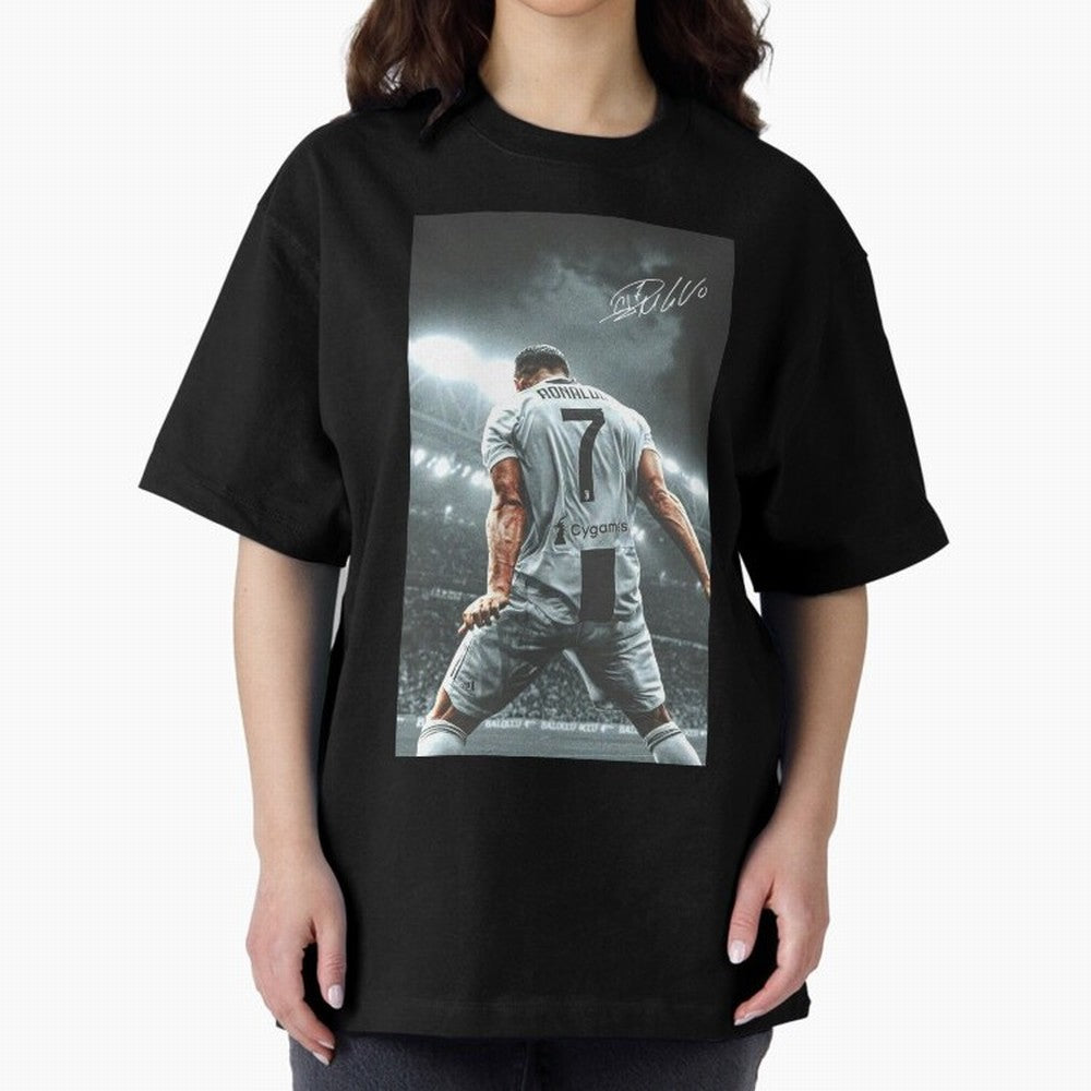 Cristiano Ronaldo Celebration Oversized T-Shirt Celebrate National Team Dreams in FIFA World Cup 2026 for Fans of Haaland and Mbappe and Portugal, Bringing Football Festival Excitement, Trophy Ambitions, Country Rivalries and Star Player Buzz;