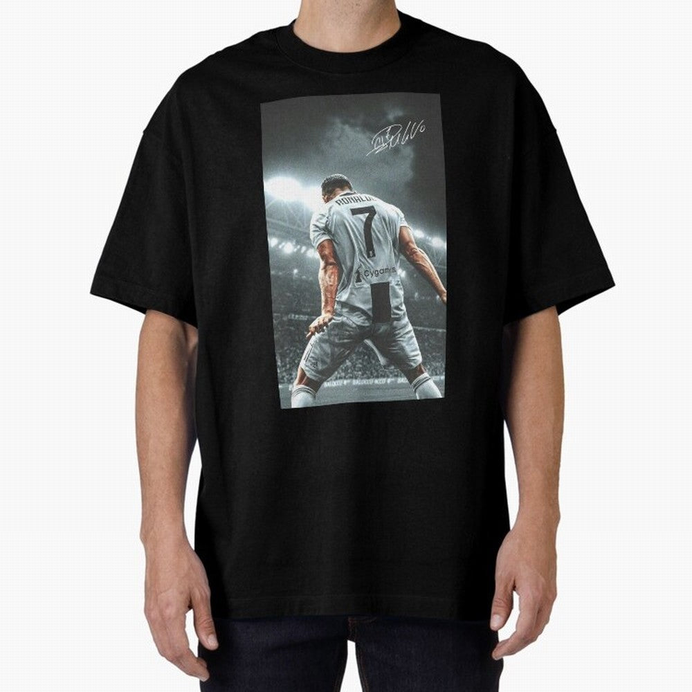 Cristiano Ronaldo Celebration Oversized T-Shirt Celebrate National Team Dreams in FIFA World Cup 2026 for Fans of Haaland and Mbappe and Portugal, Bringing Football Festival Excitement, Trophy Ambitions, Country Rivalries and Star Player Buzz;