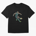 Cyberpunk Cristiano Ronaldo: Futuristic CR7 Kicking Glowing Soccer Ball Fan Art Oversized T-Shirt Celebrate Rivalries and Pride in FIFA World Cup 2026 USA Canada Mexico for Fans of Cristiano Ronaldo, Haaland and CR7 and Portugal, Spain and Germany,
