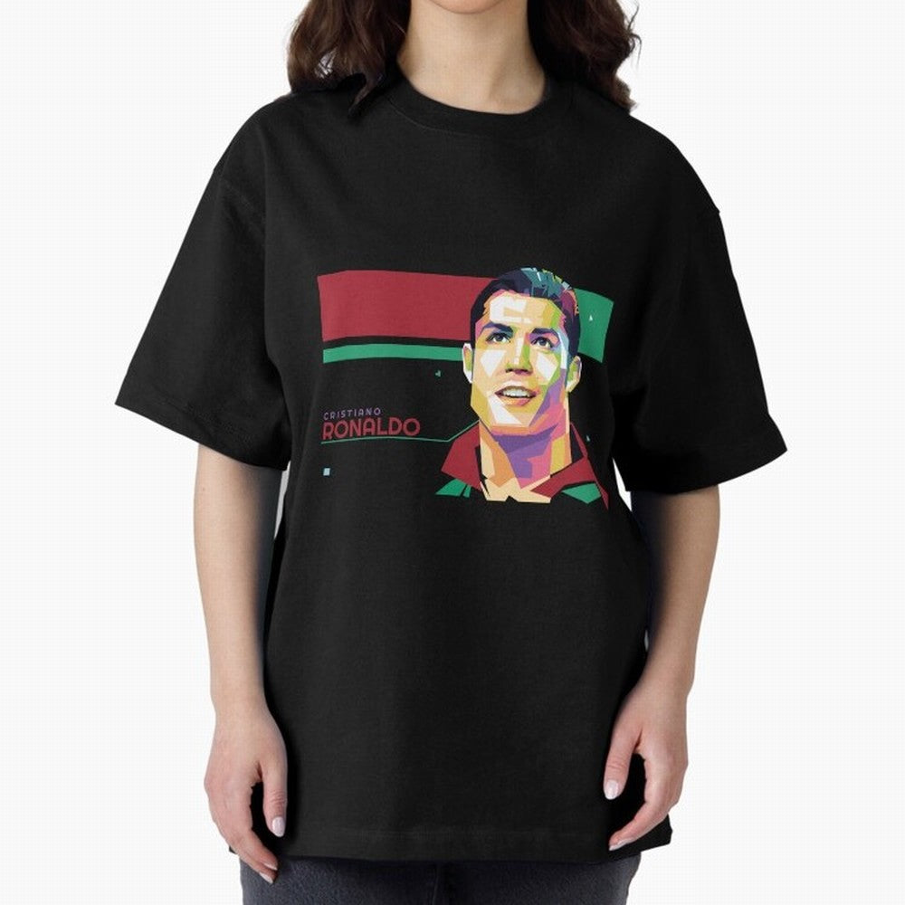 Cristiano Ronaldo ¨C Legendary Football Star & GOAT Artwork Oversized T-Shirt Stand Out with Spirit from Match Day Hype around FIFA World Cup 2026 Group Stage, Messi, Neymar and Mbappe, Argentina and Brazil, Fan Favorite Moments, National Team