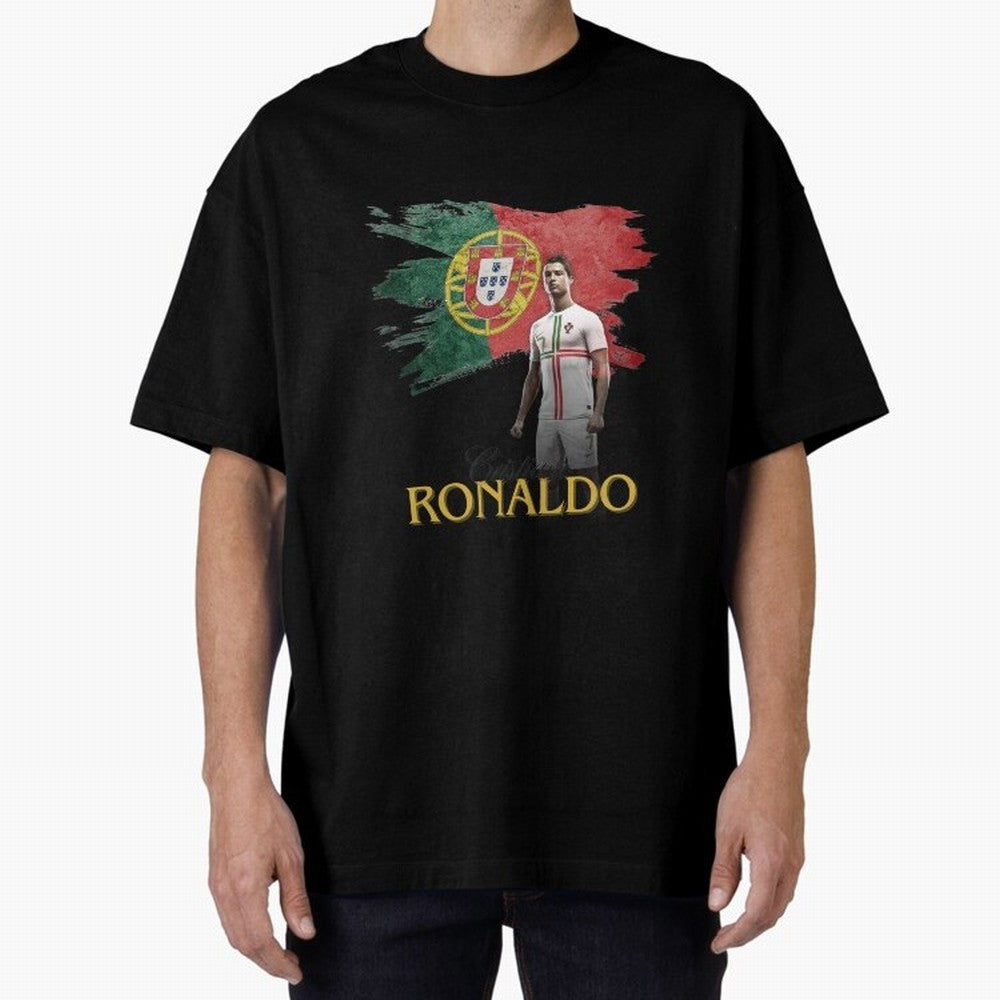 Cristiano Ronaldo - Portugal Flag Tribute (SIUUU!) Oversized T-Shirt Turn Every Weekend Toward FIFA World Cup 2026 USA Canada Mexico Spirit, with Germany, Haaland and Mbappe, Worldwide Fan Energy, Dramatic Goals, Stadium Lights and Championship