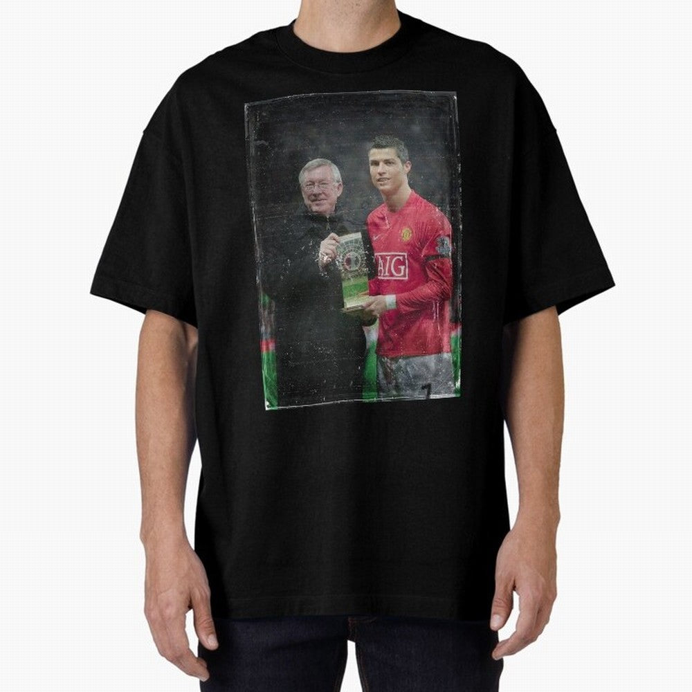Cristiano Ronaldo and Sir Alex Ferguson Oversized T-Shirt Show Support during FIFA World Cup 2026 Spirit, Filled with Portugal, Messi, Football Passion, Legendary Performances, Festival Vibes and Supporter Community; Great for Watch Parties, Sports