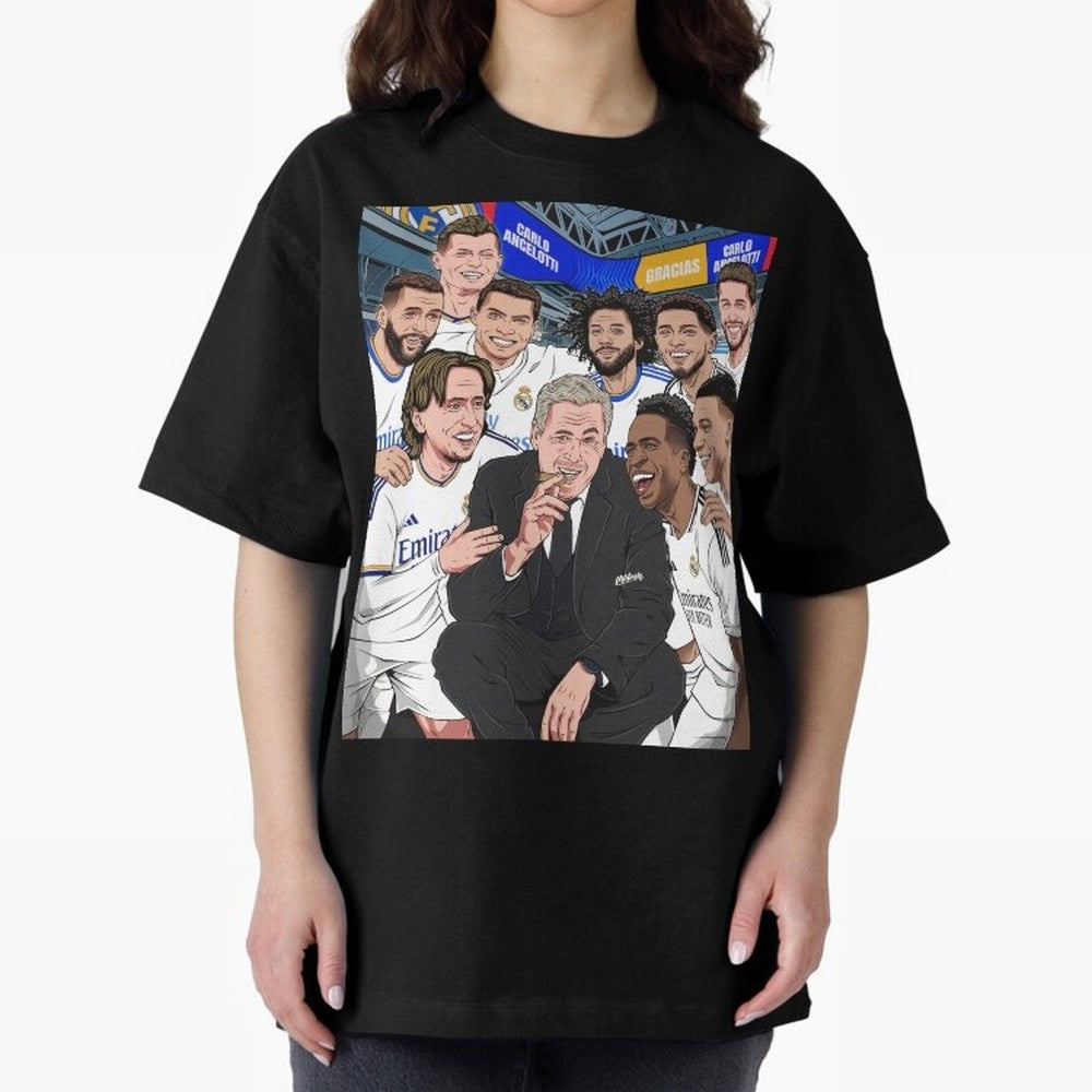 Carlo Ancelotti and Real Madrid Players Oversized T-Shirt Join FIFA World Cup 2026 Group Stage for Fans of Messi and Cristiano Ronaldo and Argentina, Bringing Classic Soccer Heritage, Championship Pressure, Fan Loyalty and International Pride;