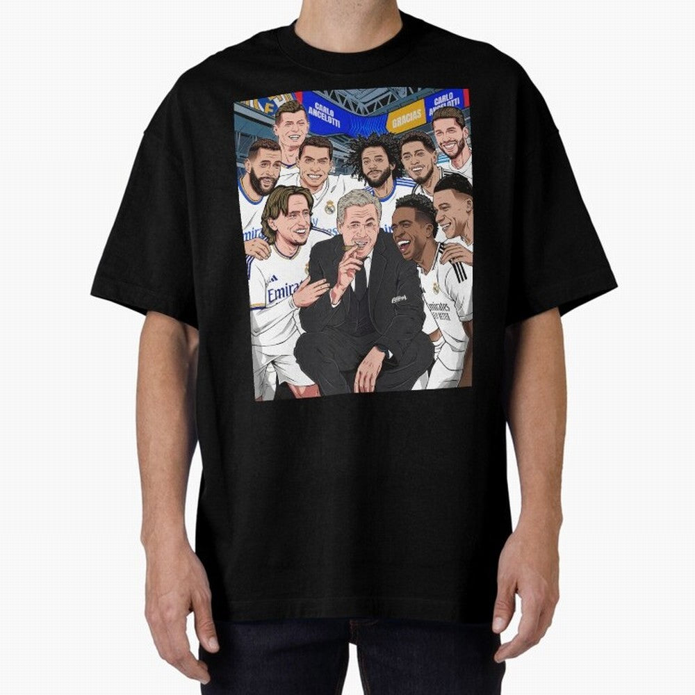 Carlo Ancelotti and Real Madrid Players Oversized T-Shirt Join FIFA World Cup 2026 Group Stage for Fans of Messi and Cristiano Ronaldo and Argentina, Bringing Classic Soccer Heritage, Championship Pressure, Fan Loyalty and International Pride;