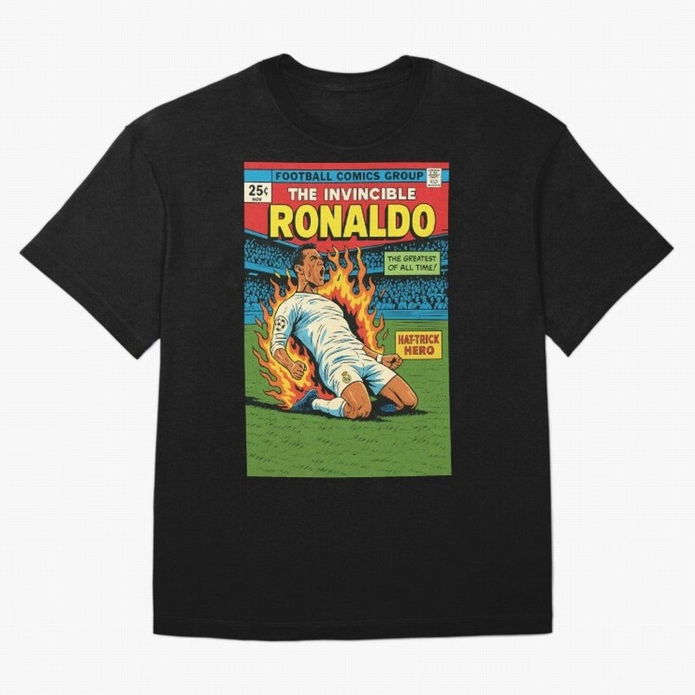 CR7 Comic Oversized T-Shirt Build Match Day Hype around FIFA World Cup 2026 USA Canada Mexico, Cristiano Ronaldo, Haaland and CR7, Argentina, Retro Football Energy, Iconic Rivalries, Trophy Chase Drama and Stadium Atmosphere; Ideal for Football