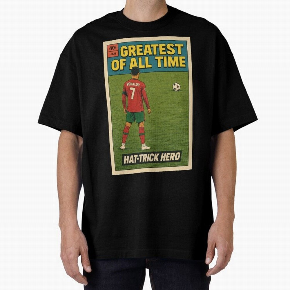 CR7 Comic Oversized T-Shirt Follow the Road to the FIFA World Cup 2026 USA Canada Mexico Journey through Messi, Neymar and Mbappe Highlights, England, France and Netherlands Pride, Vintage Soccer Flavor, Modern Football Stars, National Flags and