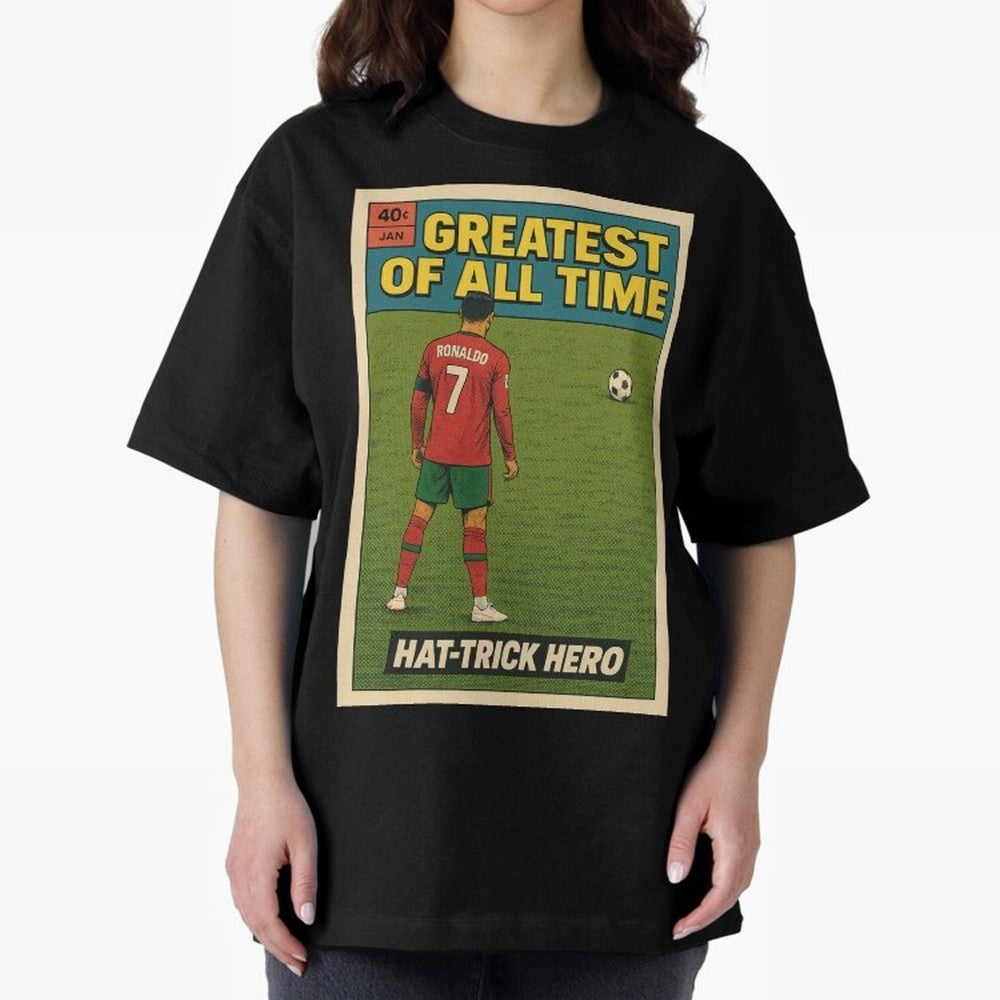 CR7 Comic Oversized T-Shirt Follow the Road to the FIFA World Cup 2026 USA Canada Mexico Journey through Messi, Neymar and Mbappe Highlights, England, France and Netherlands Pride, Vintage Soccer Flavor, Modern Football Stars, National Flags and