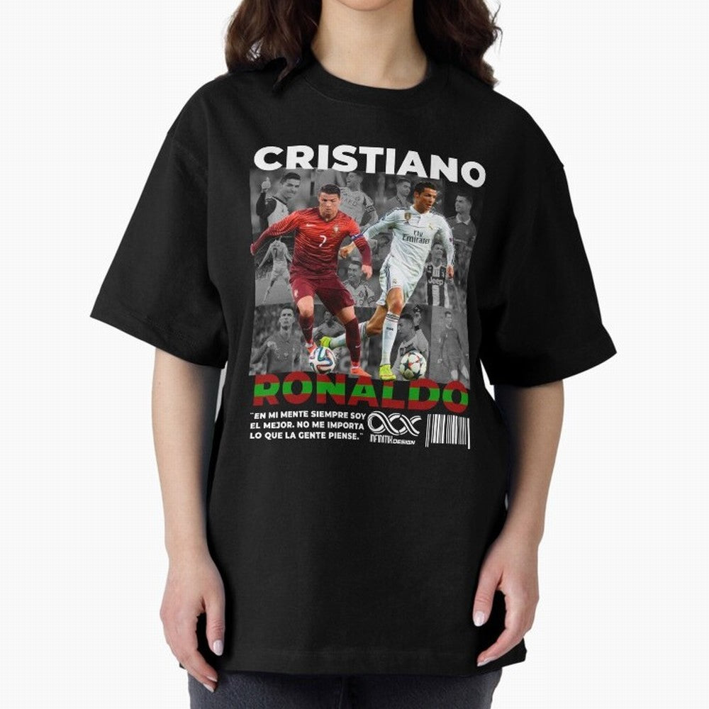 Cristiano Ronaldo Collage Oversized T-Shirt Show Championship Spirit for FIFA World Cup 2026 USA Canada Mexico Spirit, Highlighting Portugal, Neymar, Haaland and Cristiano Ronaldo, Sports Nostalgia, International Competition, Famous Players and