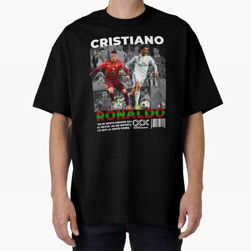 Cristiano Ronaldo Collage Oversized T-Shirt Show Championship Spirit for FIFA World Cup 2026 USA Canada Mexico Spirit, Highlighting Portugal, Neymar, Haaland and Cristiano Ronaldo, Sports Nostalgia, International Competition, Famous Players and