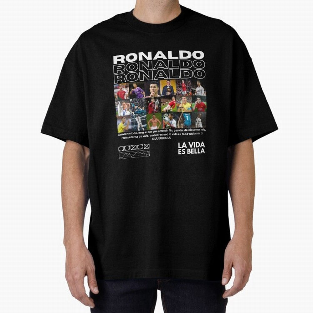 Cristiano Ronaldo CR7 Collage Oversized T-Shirt Carry FIFA World Cup 2026 USA Canada Mexico Made for Messi, Neymar and Mbappe, Argentina Energy, Football History, Final Match Energy, Crowd Noise and Once in a Lifetime Moments; Perfect for