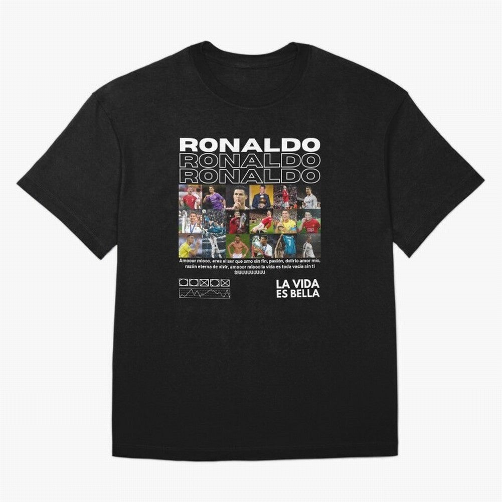 Cristiano Ronaldo CR7 Collage Oversized T-Shirt Carry FIFA World Cup 2026 USA Canada Mexico Made for Messi, Neymar and Mbappe, Argentina Energy, Football History, Final Match Energy, Crowd Noise and Once in a Lifetime Moments; Perfect for