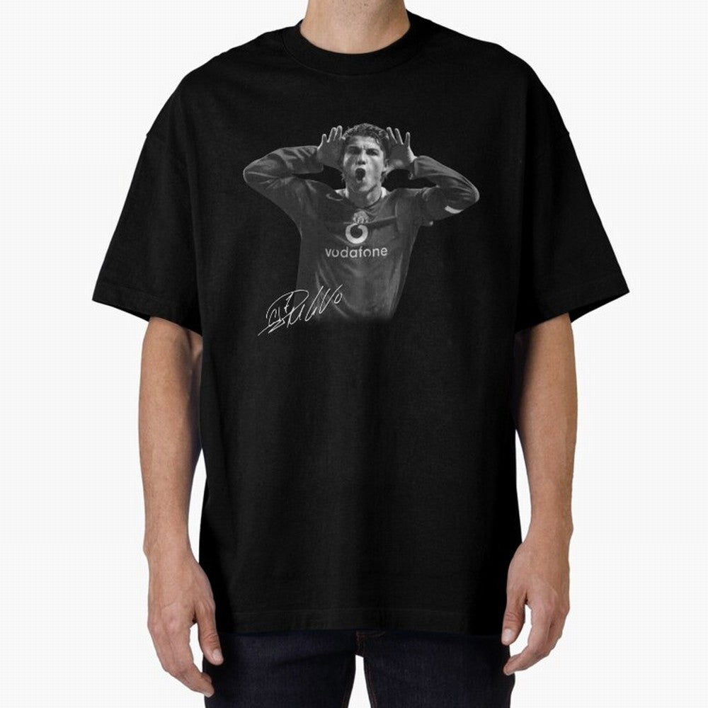 Black and White Cristiano Ronaldo T-Shirt Young Manchester Ronaldo - Celebration Oversized T-Shirt Bring Legendary Rivalry Energy to FIFA World Cup 2026 Built around Messi, Neymar and Mbappe, Netherlands Energy, Supporter Pride, Iconic