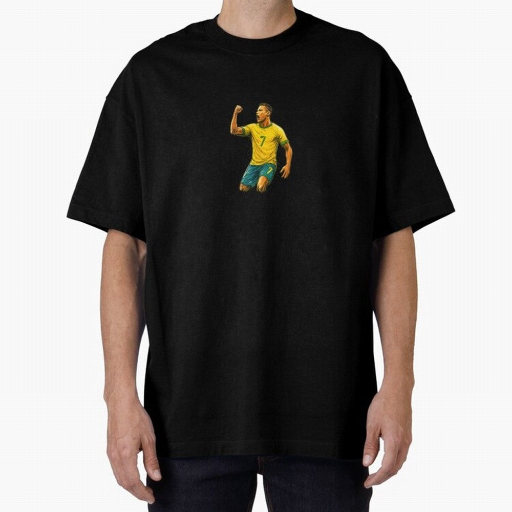 Energetic Soccer Celebration ¨C Number 7 Sketch Art Oversized T-Shirt Support Global Football Passion for FIFA World Cup 2026 Group Stage, Highlighting Messi, Neymar and Mbappe, Argentina, Match Day Excitement, Supporter Culture, Golden Goals and