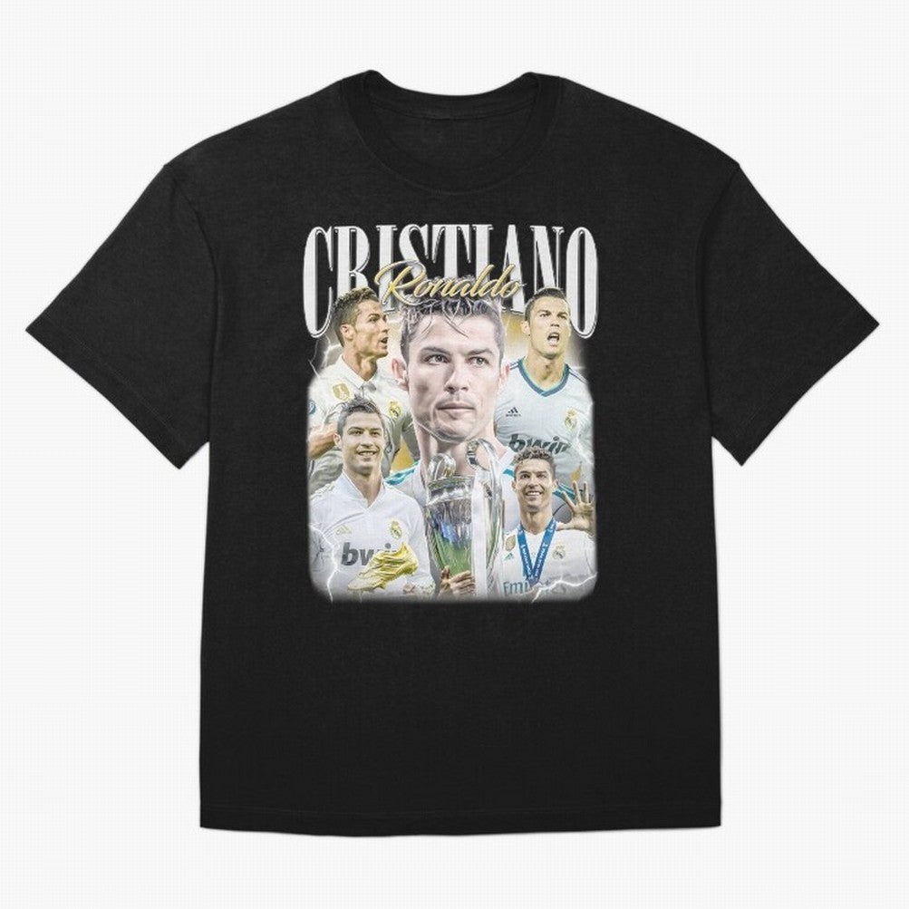 Cr7 Vintage Tribute: Soccer Legend Collage | Limited Edition Oversized T-Shirt Step into FIFA World Cup 2026 for Fans of CR7 and Portugal, Bringing Match Day Excitement, Supporter Culture, Golden Goals and Global Football Passion; Perfect for