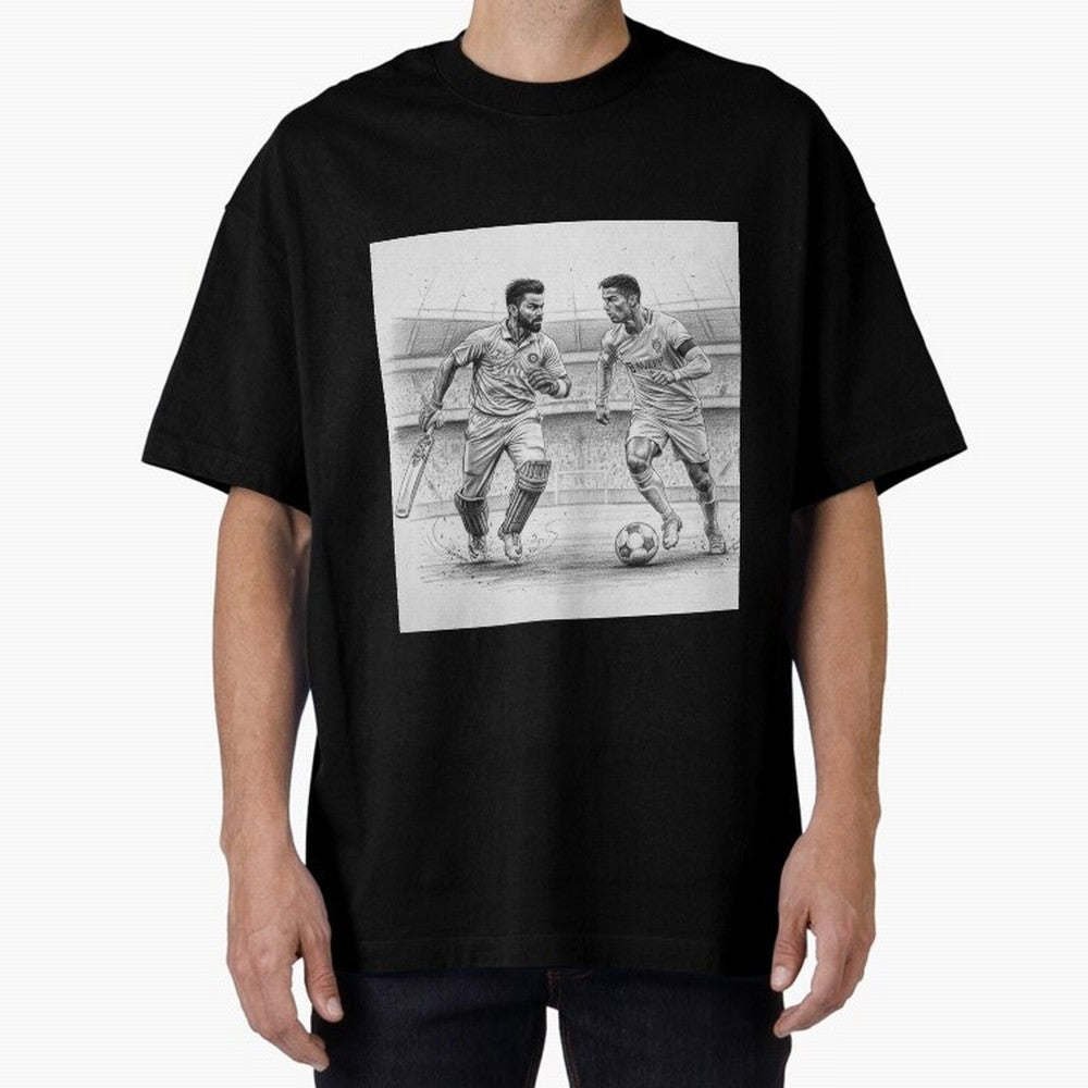 Virat Kohli and Cristiano Ronaldo Oversized T-Shirt Follow Every Goal of FIFA World Cup 2026 Group Stage for Fans of Haaland and Argentina, France and Brazil, Bringing Champion Mindset, Group Stage Buzz, Knockout Tension and Passionate Fan Culture;