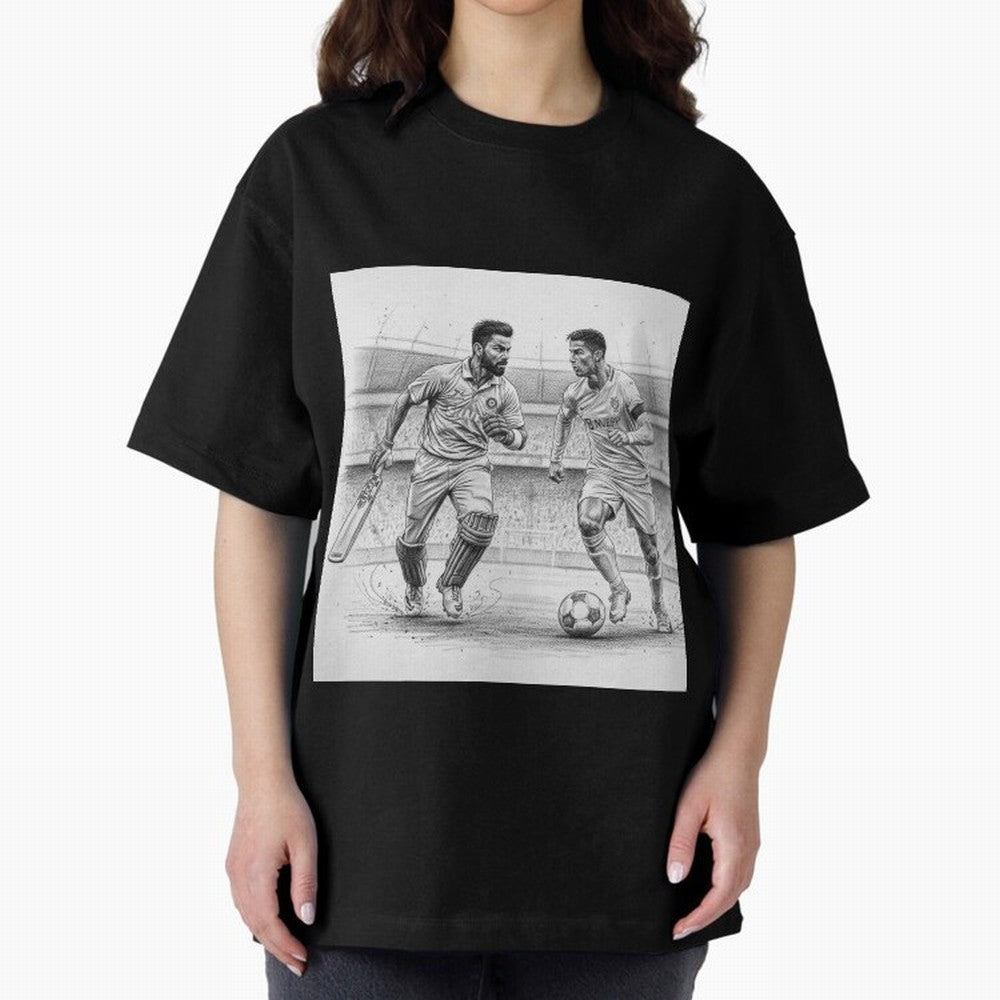 Virat Kohli and Cristiano Ronaldo Oversized T-Shirt Follow Every Goal of FIFA World Cup 2026 Group Stage for Fans of Haaland and Argentina, France and Brazil, Bringing Champion Mindset, Group Stage Buzz, Knockout Tension and Passionate Fan Culture;