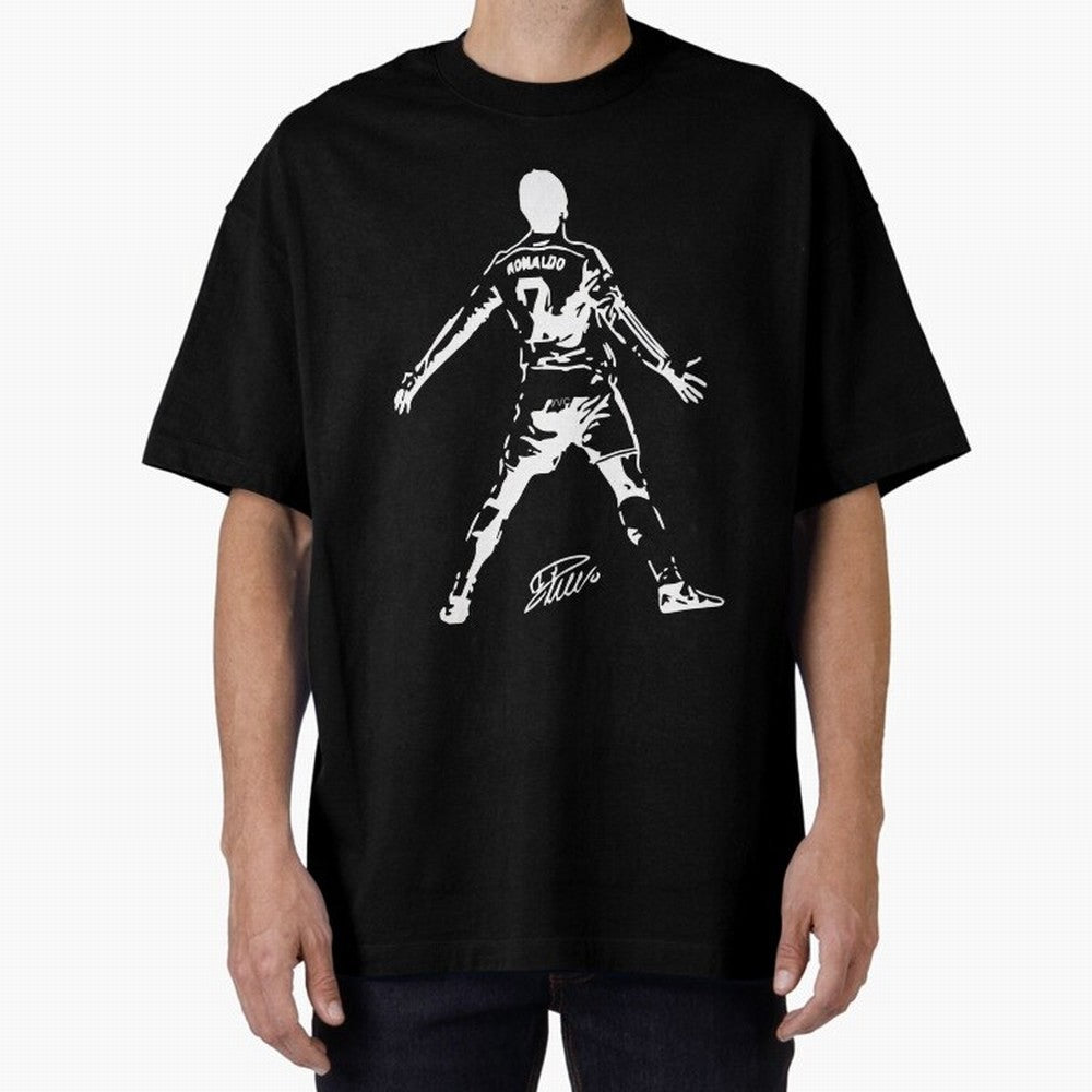 Retro Football Player Celebration Silhouette Artwork For Men And Gift For Soccer Fans Oversized T-Shirt Turn Every Weekend Toward Global Football Passion for FIFA World Cup 2026, Made for Mbappe, Germany, Championship Spirit, Famous Goals, Roaring