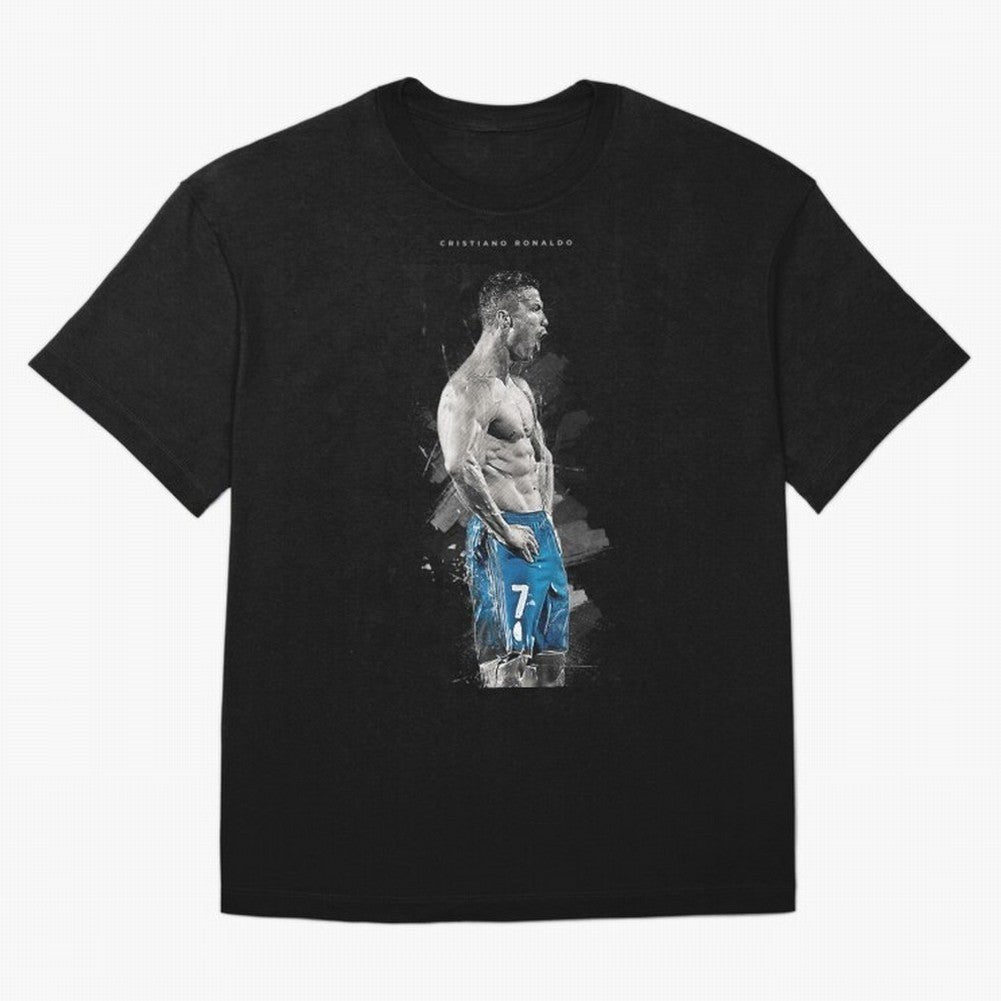 Abstract Football Player Celebration Artwork For Men And Gift For Soccer Fans Oversized T-Shirt Cheer for Match Day Hype around FIFA World Cup 2026, CR7, Argentina and Brazil, Supporter Pride, Iconic Celebrations, Legendary Names and Global Match