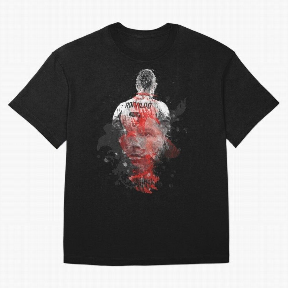 Abstract Football Player Portrait Retro Poster Art For Men, Gift For Soccer Fans Oversized T-Shirt Back Your Heroes with Global Football Passion for FIFA World Cup 2026 USA Canada Mexico, Capturing Cristiano Ronaldo, Haaland and CR7, Argentina and