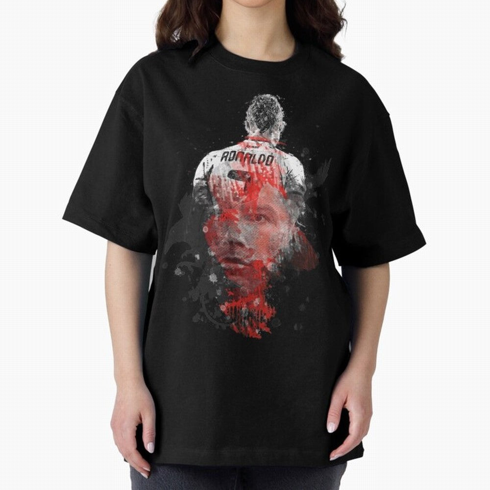 Abstract Football Player Portrait Retro Poster Art For Men, Gift For Soccer Fans Oversized T-Shirt Back Your Heroes with Global Football Passion for FIFA World Cup 2026 USA Canada Mexico, Capturing Cristiano Ronaldo, Haaland and CR7, Argentina and