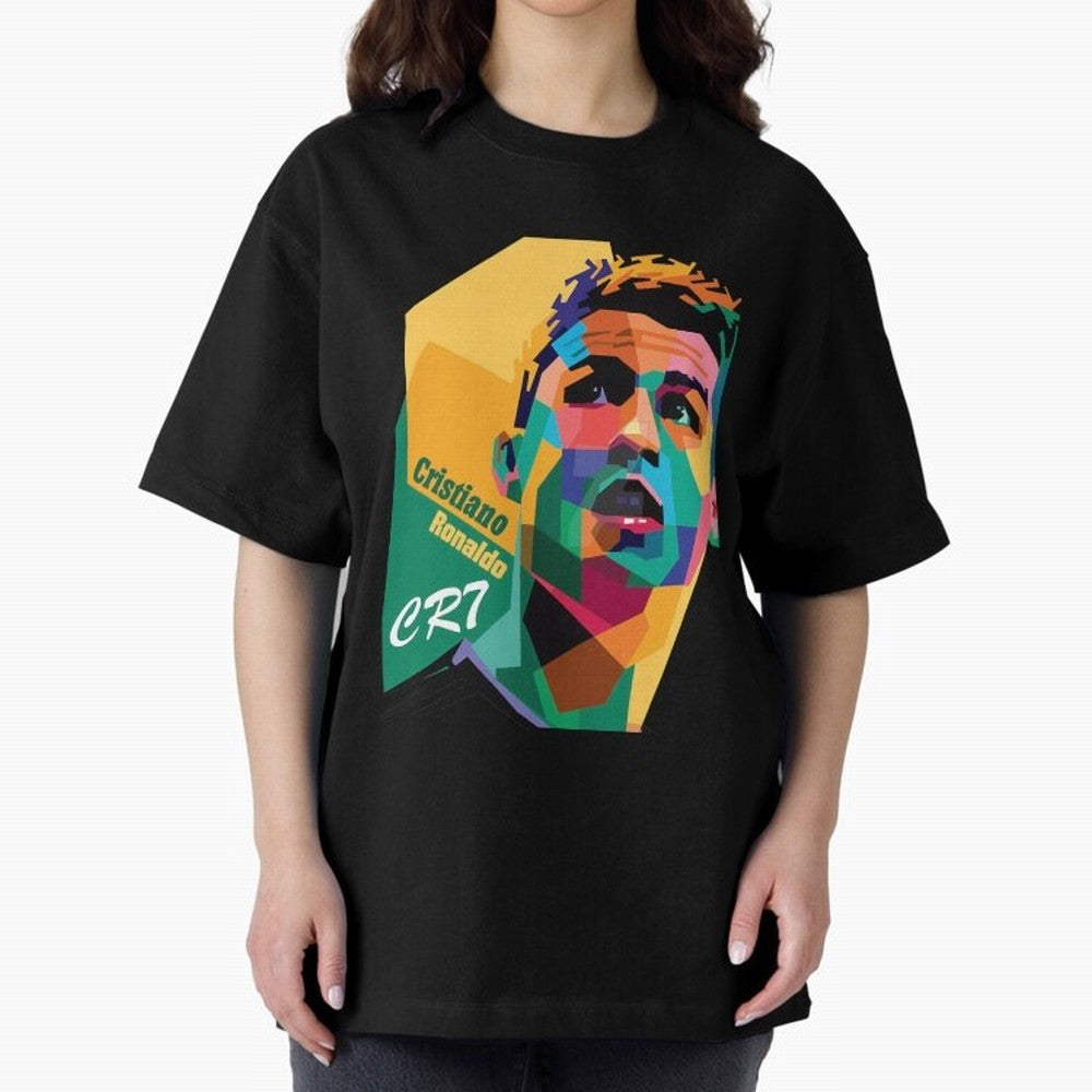 CR7 Pop Art Cristiano Ronaldo Design For Football Fans Gift For Soccer Lovers Oversized T-Shirt Remember FIFA World Cup 2026 USA Canada Mexico for Fans of Haaland and Mbappe and Argentina, France and Brazil, Bringing Global Supporter Spirit,