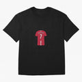 Cristiano Ronaldo Number 7 Jersey Illustration Oversized T-Shirt Show Match Day Excitement for FIFA World Cup 2026 for Fans of Mbappe and Neymar and Argentina, Bringing Stadium Memories, Football Loyalty, International Chants and Championship