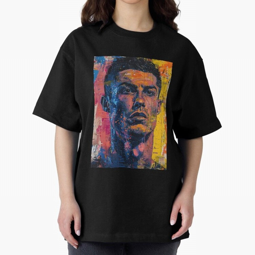 Cristiano Ronaldo illustration Oversized T-Shirt Experience the FIFA World Cup 2026 Group Stage Journey through Messi, Neymar and Mbappe Highlights, Netherlands Pride, Global Supporter Spirit, Legendary Goals, National Colors and Tournament