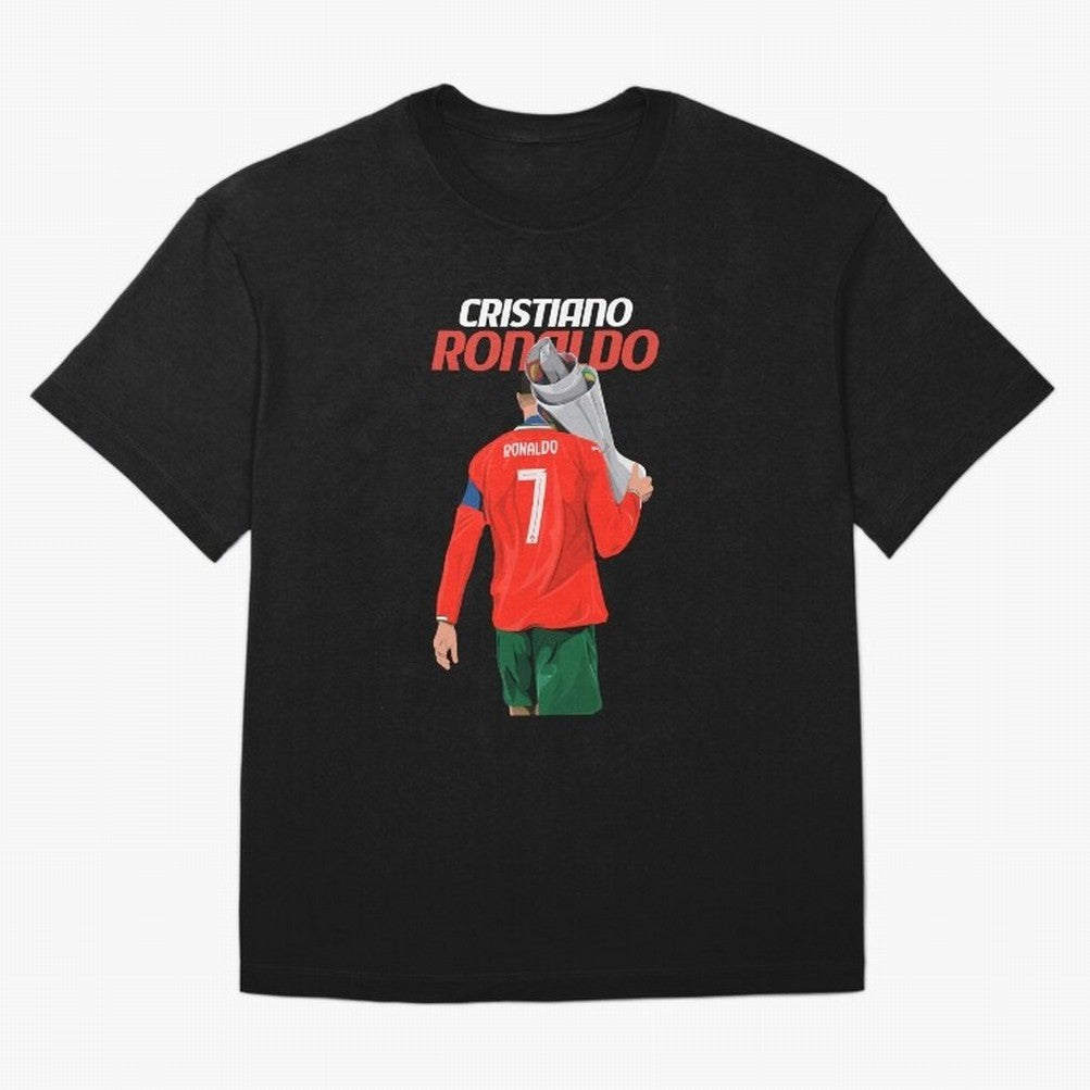 Cristiano Ronaldo Win Oversized T-Shirt Support Iconic Players in Global Football Passion for FIFA World Cup 2026, Celebrating Messi and Cristiano Ronaldo, Germany, Match Day Excitement, Supporter Culture, Golden Goals and Global Football Passion;